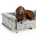 Moderno dog sofa bed shown in Spa microvelvet fabric