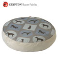 William Wegman round dog bed covered in signature print Crypton fabric